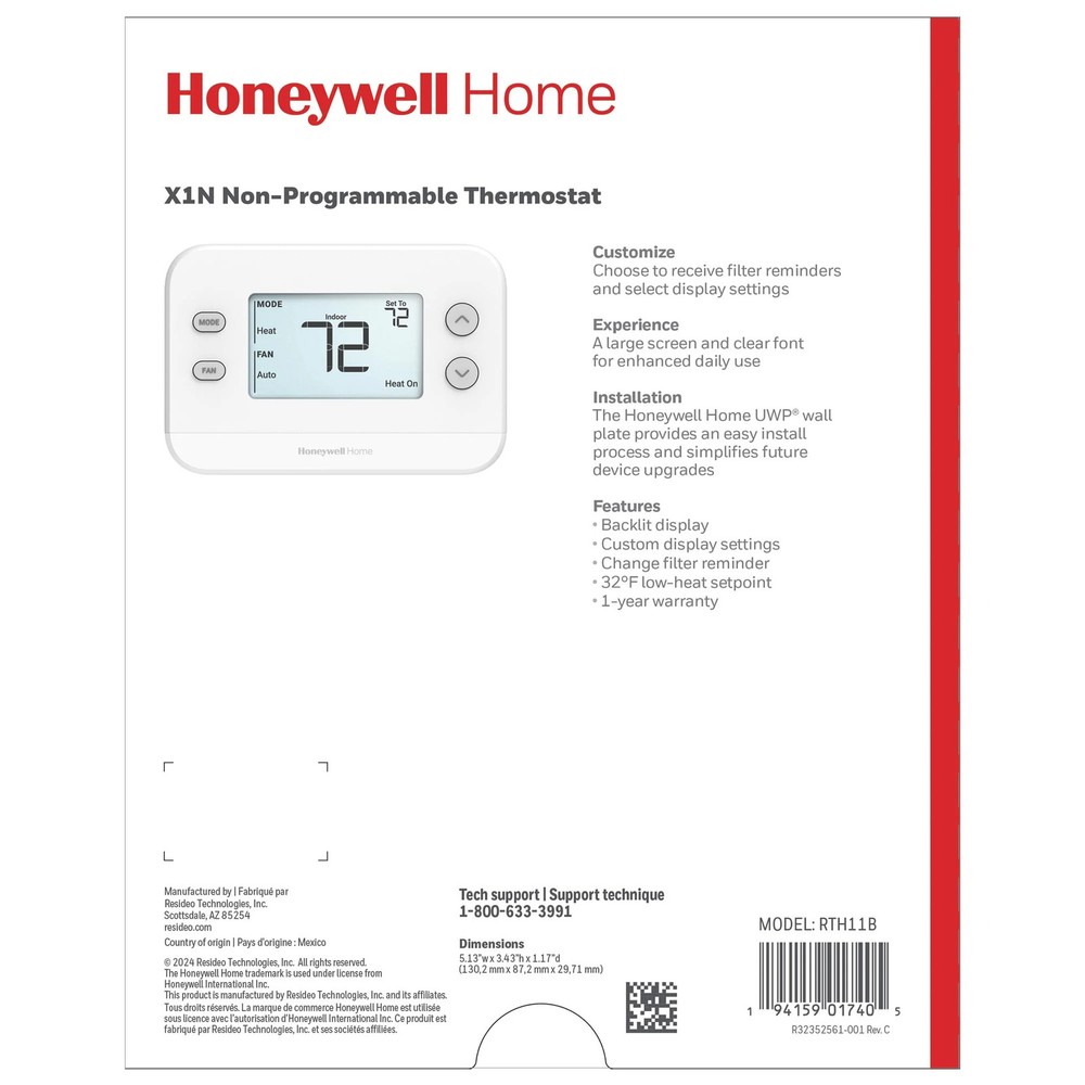Non-Programmable Thermostat, White