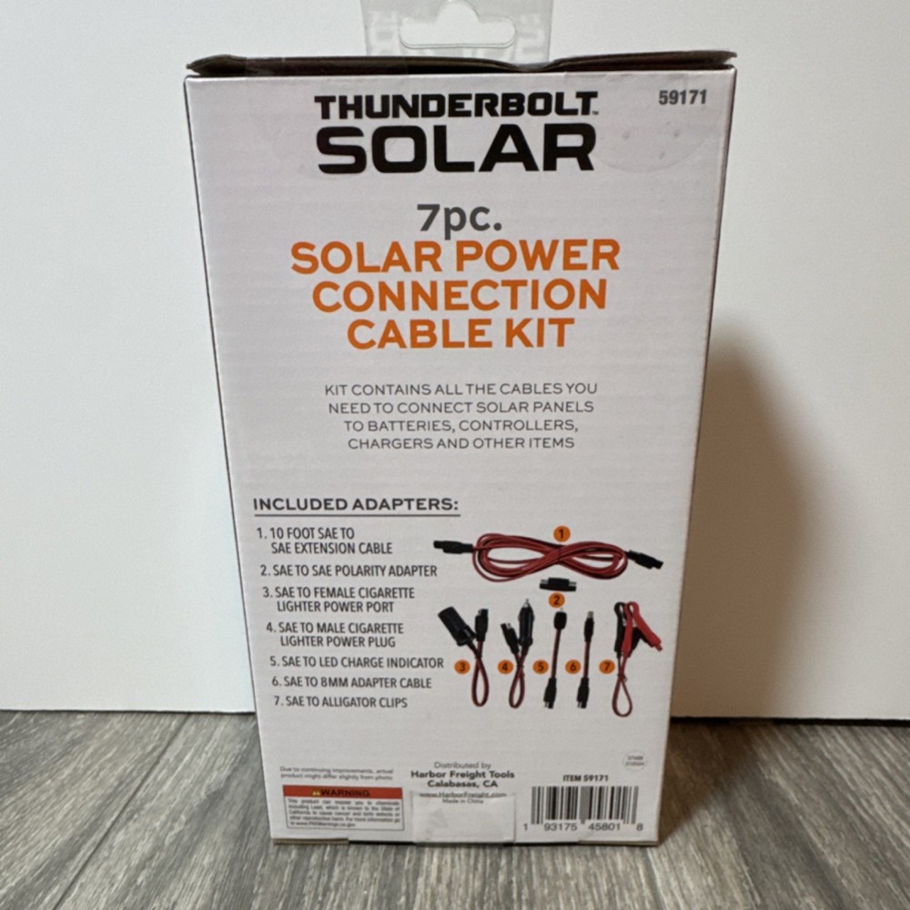 Thunderbolt Solar 7pc Extension Cable Kit SAE Connector 10ft Red/Black Solar