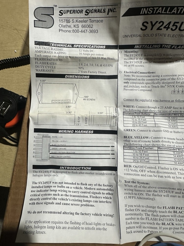 Sound off signal universal solid state flasher & 2 Amber multi pattern Light Kit