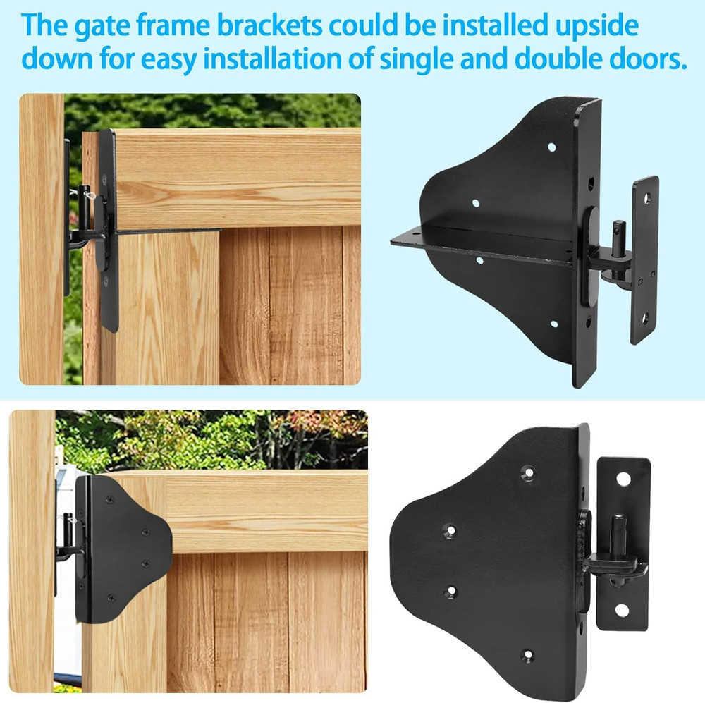 Fence Gate Kit Gate Hardware with Gate Latch - Updated 90 Degree Right Angle Gat