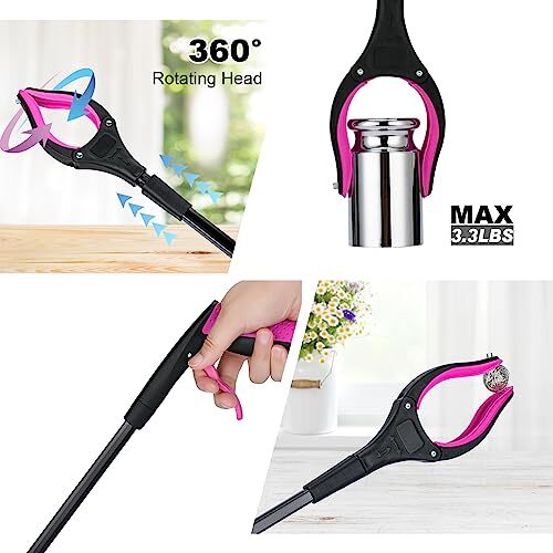 2 Pack 32 Inch Foldable Grabber Tool Extra Long Handy Trash Picker Pickup Tool