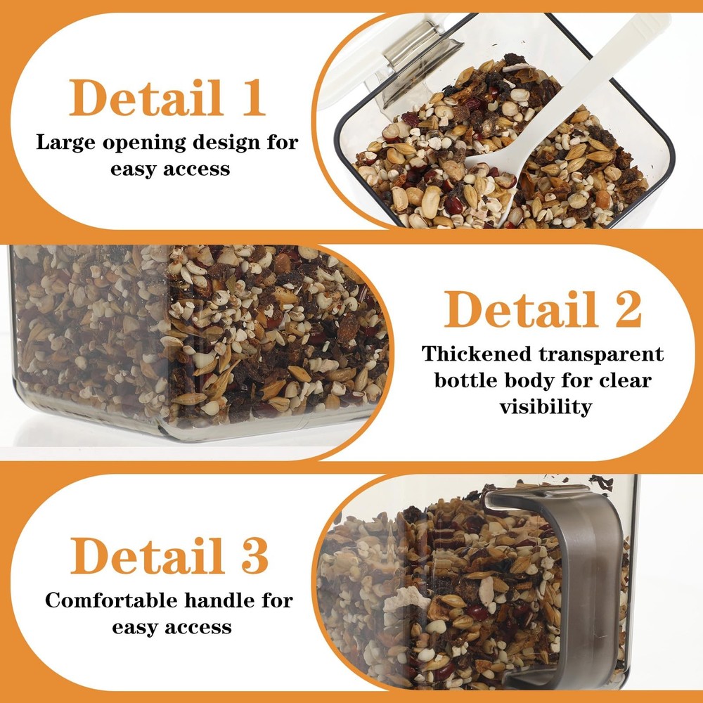 3-Grid Stackable Spice Container Set: Clear Seasoning Box with Spoons & Handle