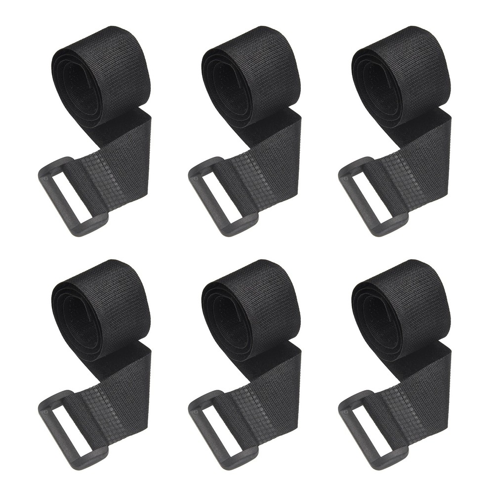 6pcs Reusable Cinch Straps 1"x15.7" Hook and Loop Cable Securing Straps, Black