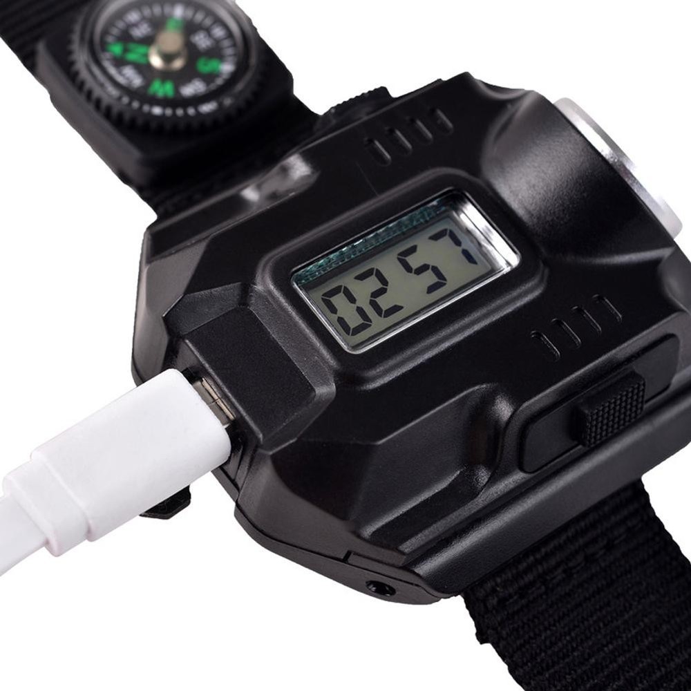 LED Wrist Watch Flashlight Torch Light USB Charging Rechargeable Flashlight C