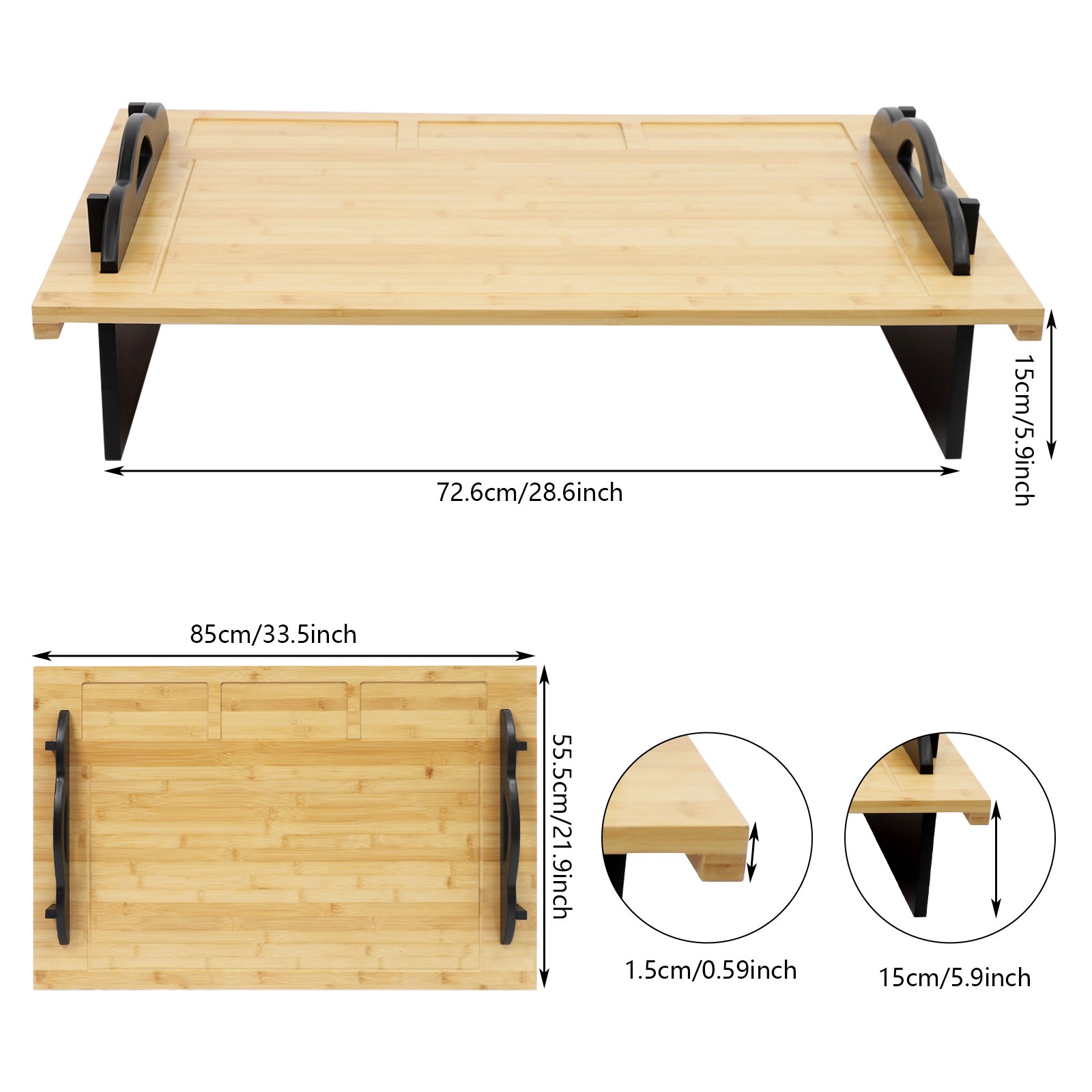 Stove Top Cover Board with Handles for Gas & Electric Stoves Wood Color New