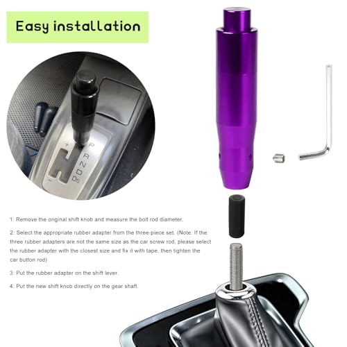 Automatic Shift Knob with Push Button, 5.7" Weighted Shifter Lever Purple