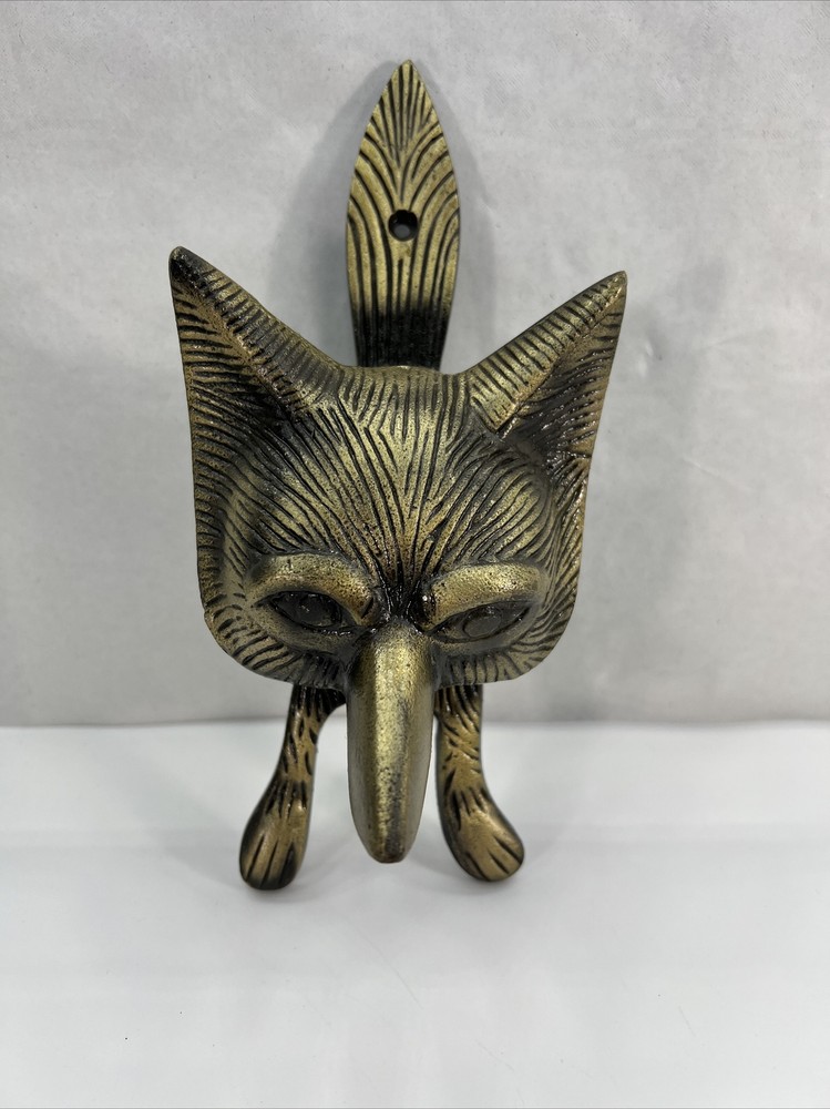 DOOR KNOCKER SOLID BRASS LARGE FOX HEAD DOOR KNOCKER Hardware. #C1