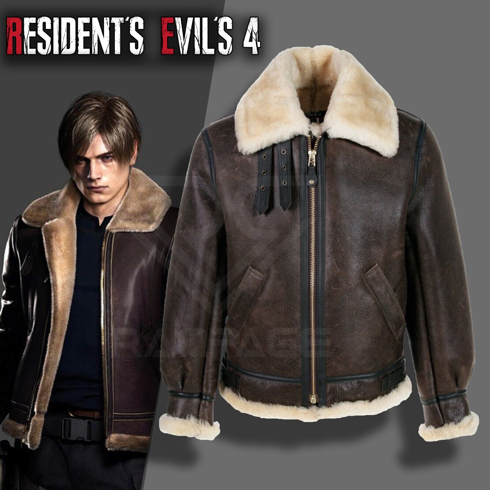 The Resident's Evil 4 Remake Leon Kennedy Leather Jacket Sheep Skin Jacket