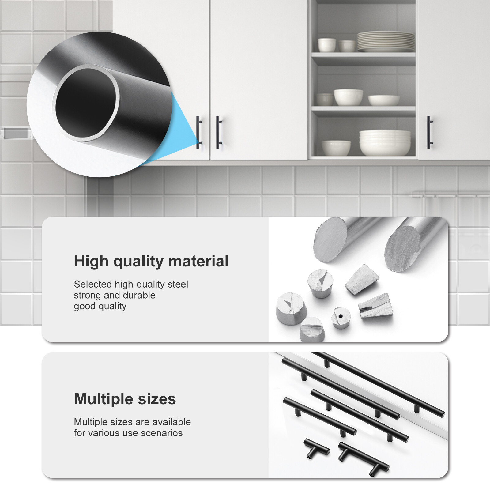 Brushed Nickel Cabinet Pulls Stainless Steel Drawer T Bar Door Handles Lot