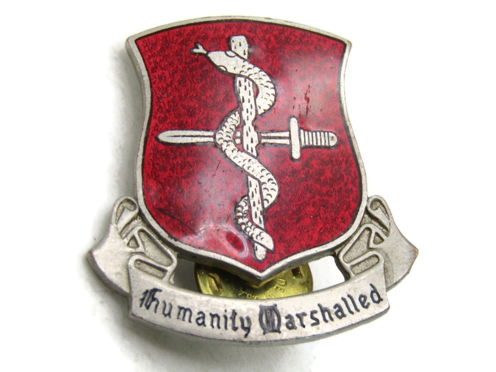 Humanity Marshalled Red Crest Pin Silver Tone
