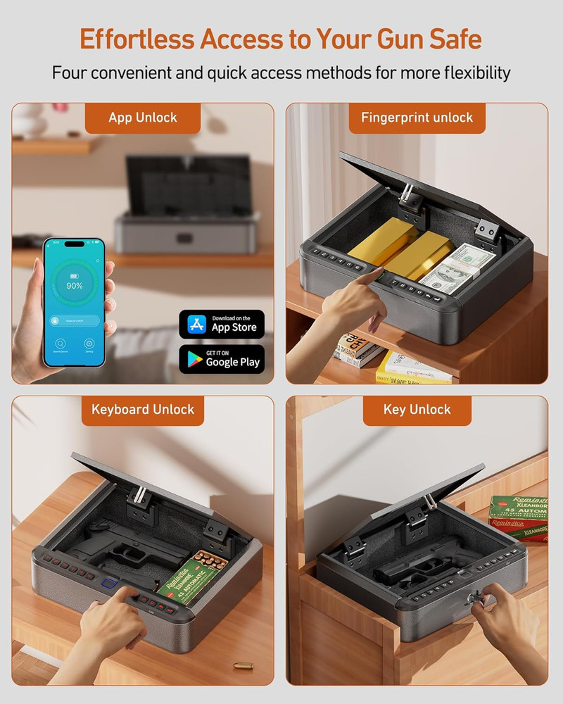 Biometric Handgun Pistol Safe Fingerprint Quick Access