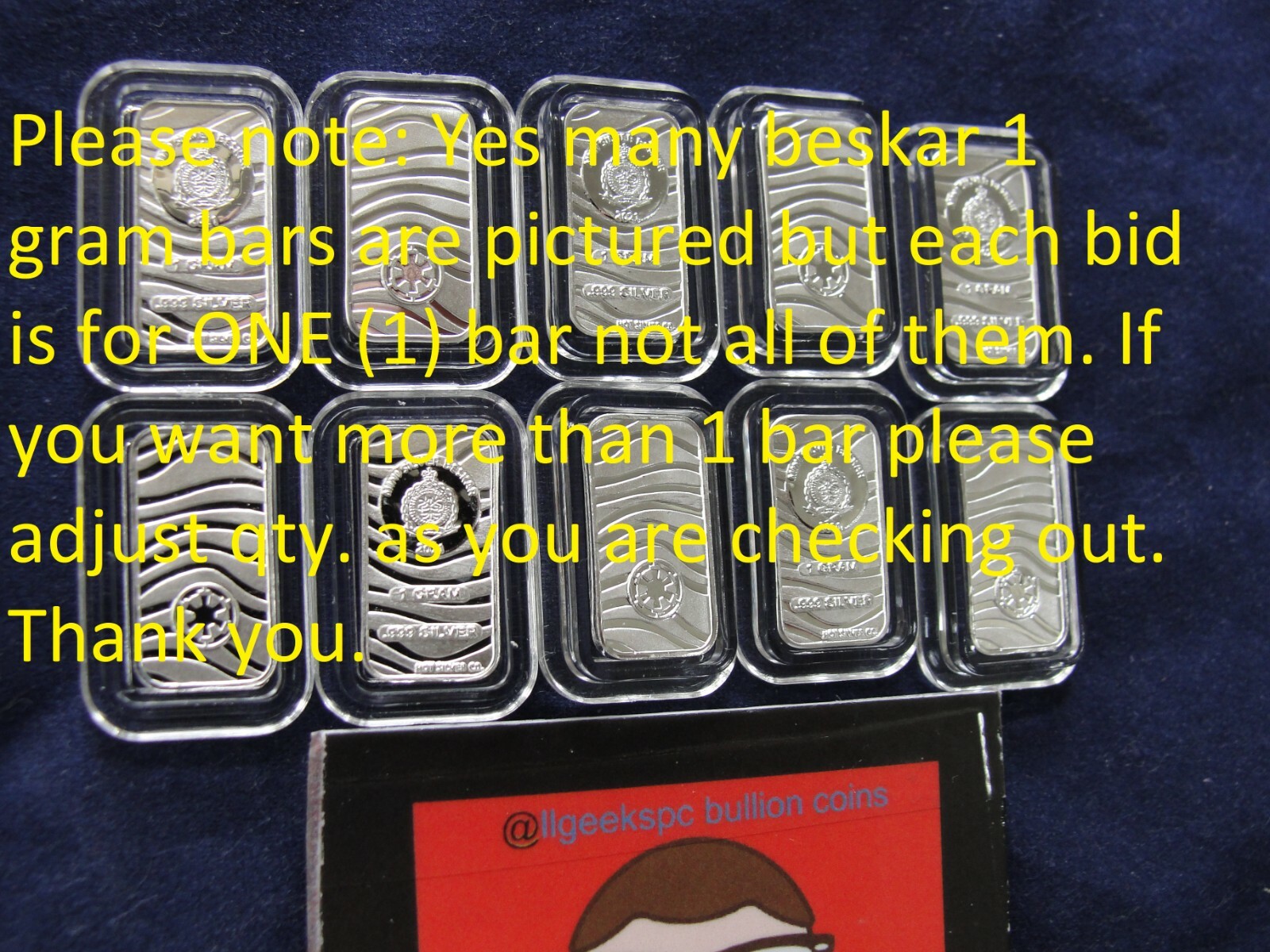 One - 1 gram .999 Pure Silver Mini "Beskar Bar" Star Wars Mandalorian in Capsule