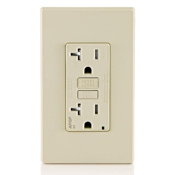 Leviton Smartlockpro Dual Function Outlet, 20A, Light Almond