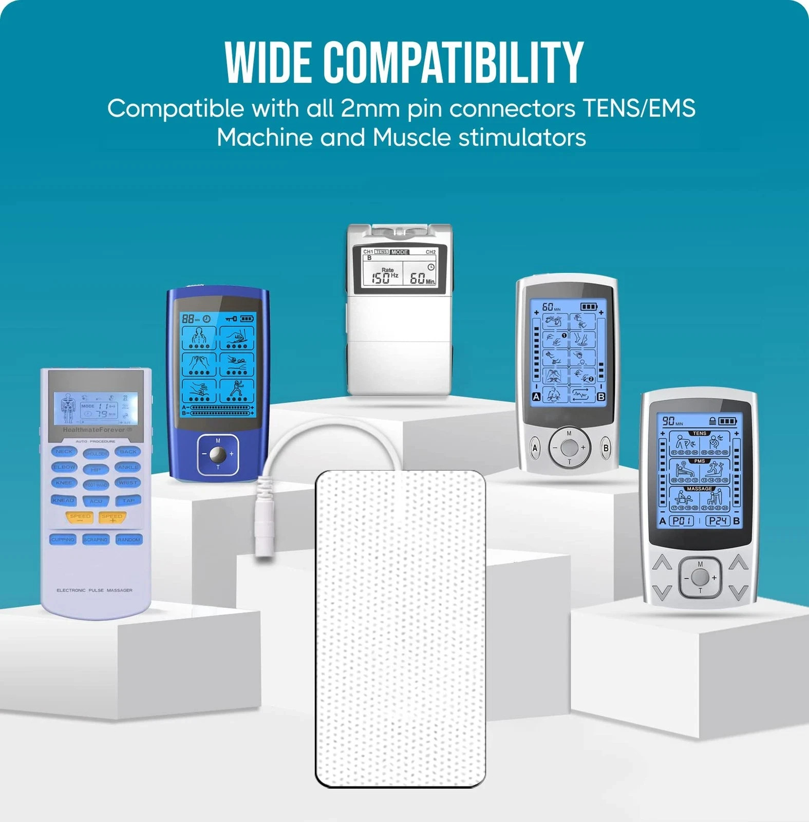 TENS Unit 2x4 Electrode Pads EMS Massage Pain Relief Muscle Stimulator 7000 3000