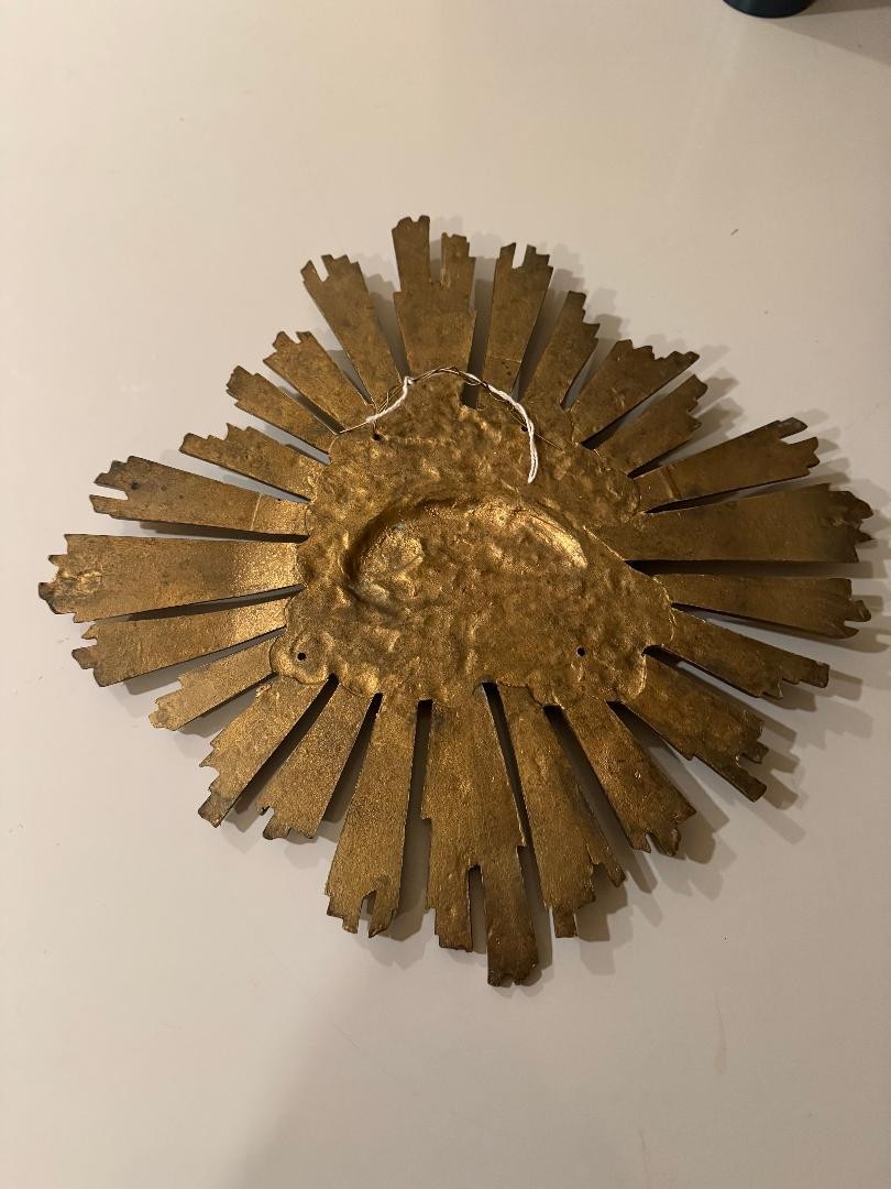 Gold Tone Iron Sunburst With Lamb /religious wall ornament