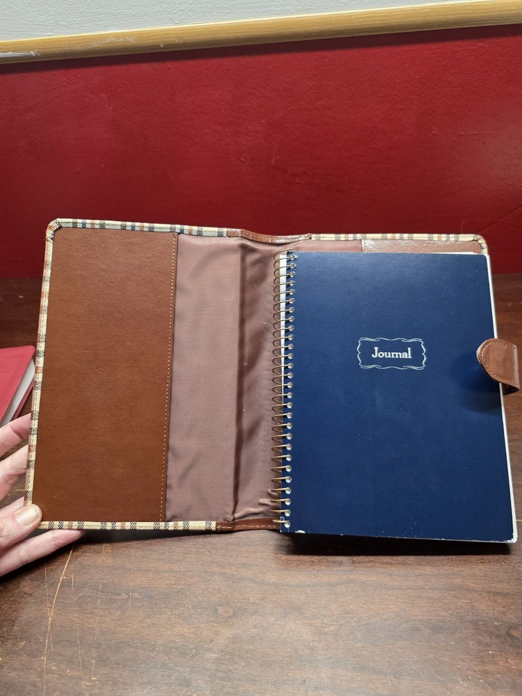 Plaid Leatherette Journal With Button Closure