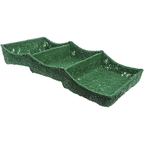Ventilated Produce Tray Rectangular Green Plastic 3-Compartment - 15"L x 33"W x