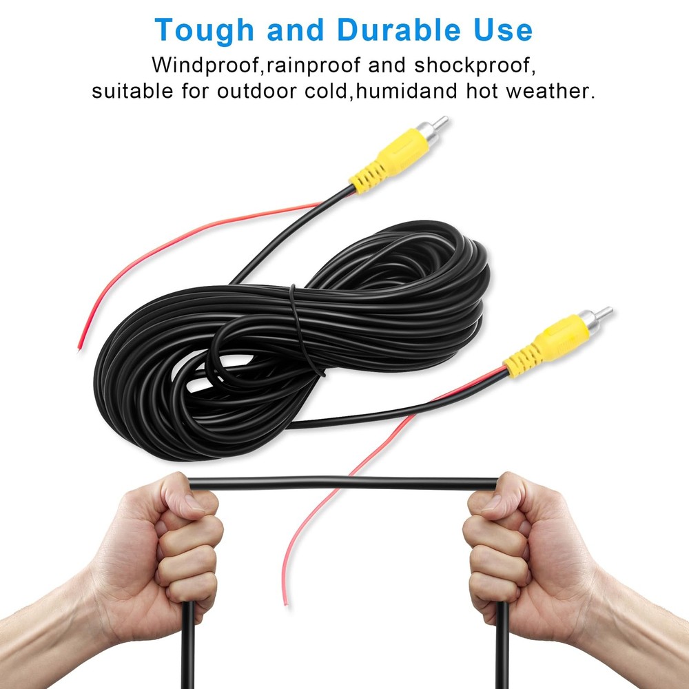 Tenbaba RCA Video Cable, Car Backup Camera Reverse Rear View Black
