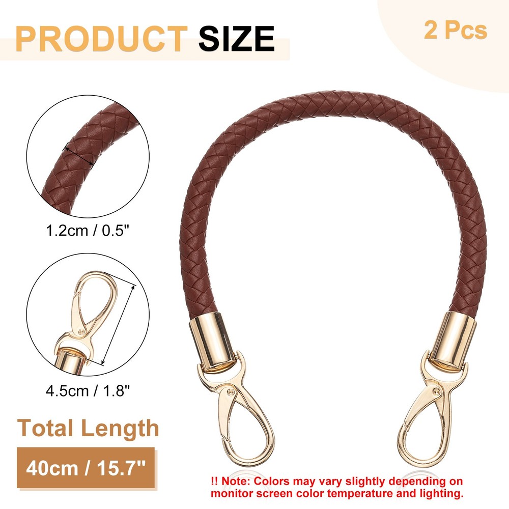 2 Pcs Leather Purse Strap, Braided Purse Replacement, Brown