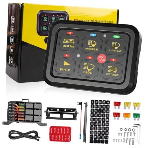 6 Gang Switch Panel with Electronic Relays, Universal Circuit Control Relay