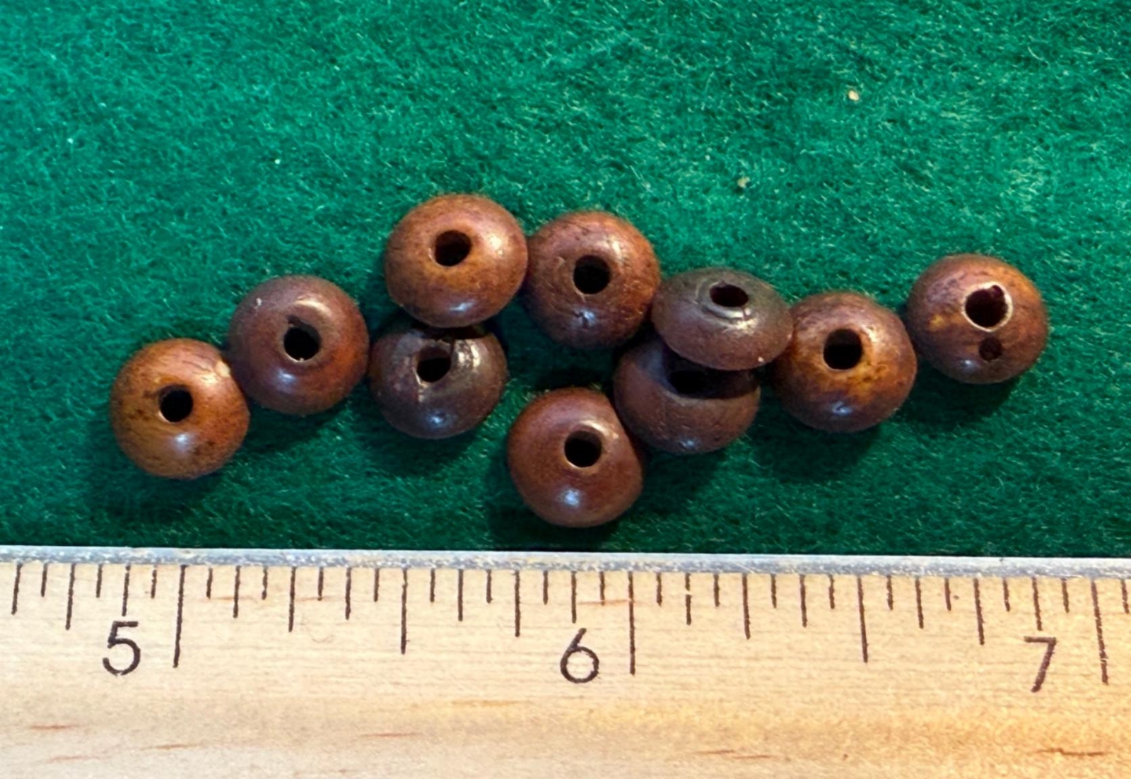 (10) Crow Indian Trade Beads Bone Donut Beads Dark Brown Fur Trade Era