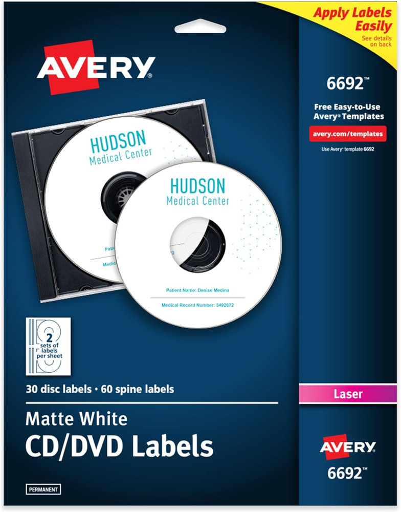 Printable CD Labels, Matte White, Permanent Adhesive, Laser Printer Compatible,