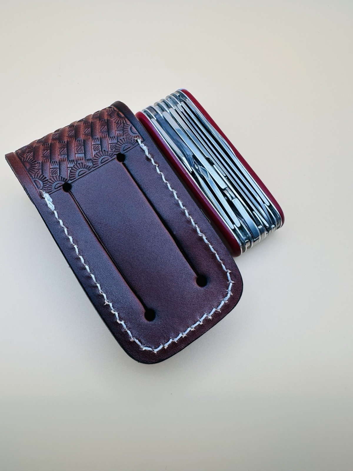 Leather Sheath Pouch Fits Victorinox Swiss Champ & 6–7 Layer Swiss Army Knives