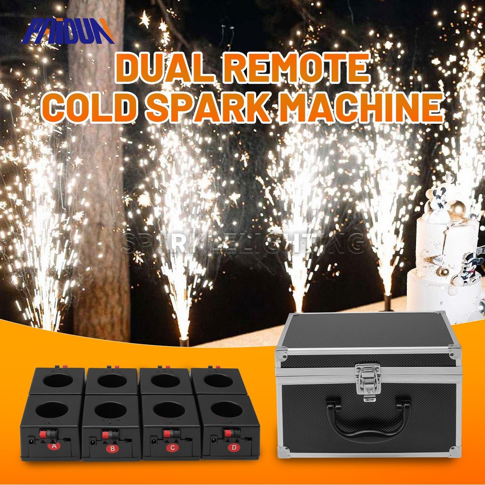 PAIDUN 8 x Cold Spark Machine Firework Base Kit Double Remote Control with Case