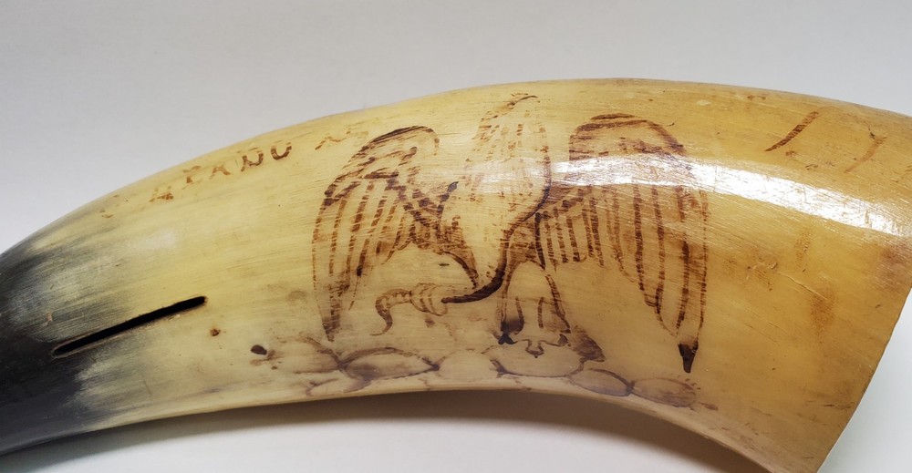 Antique Mexican Horn -- Mexican Eagle, Snake, & Cactus