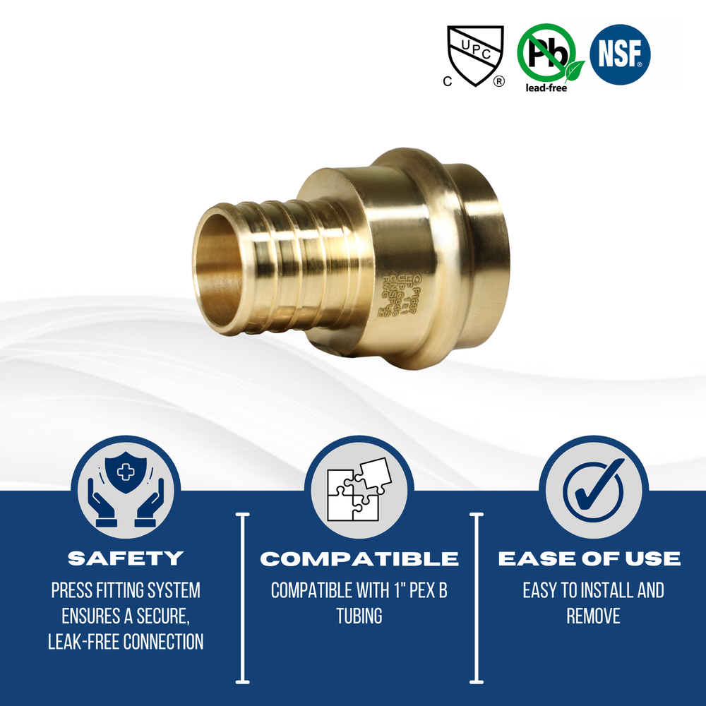 5 Pc XFITTING 1" Pex B x 1" Press Coupling