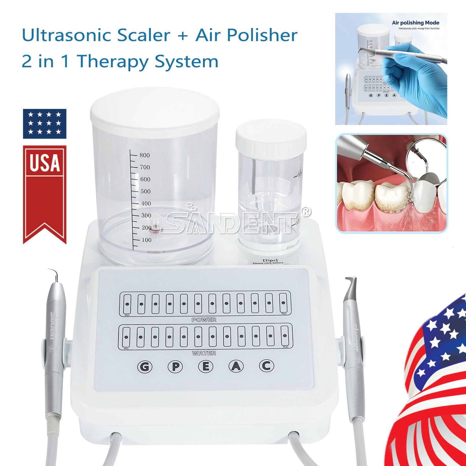 Woodpecker Style Dental Ultrasonic Scaler Air Polisher Supragingival&Subgingival