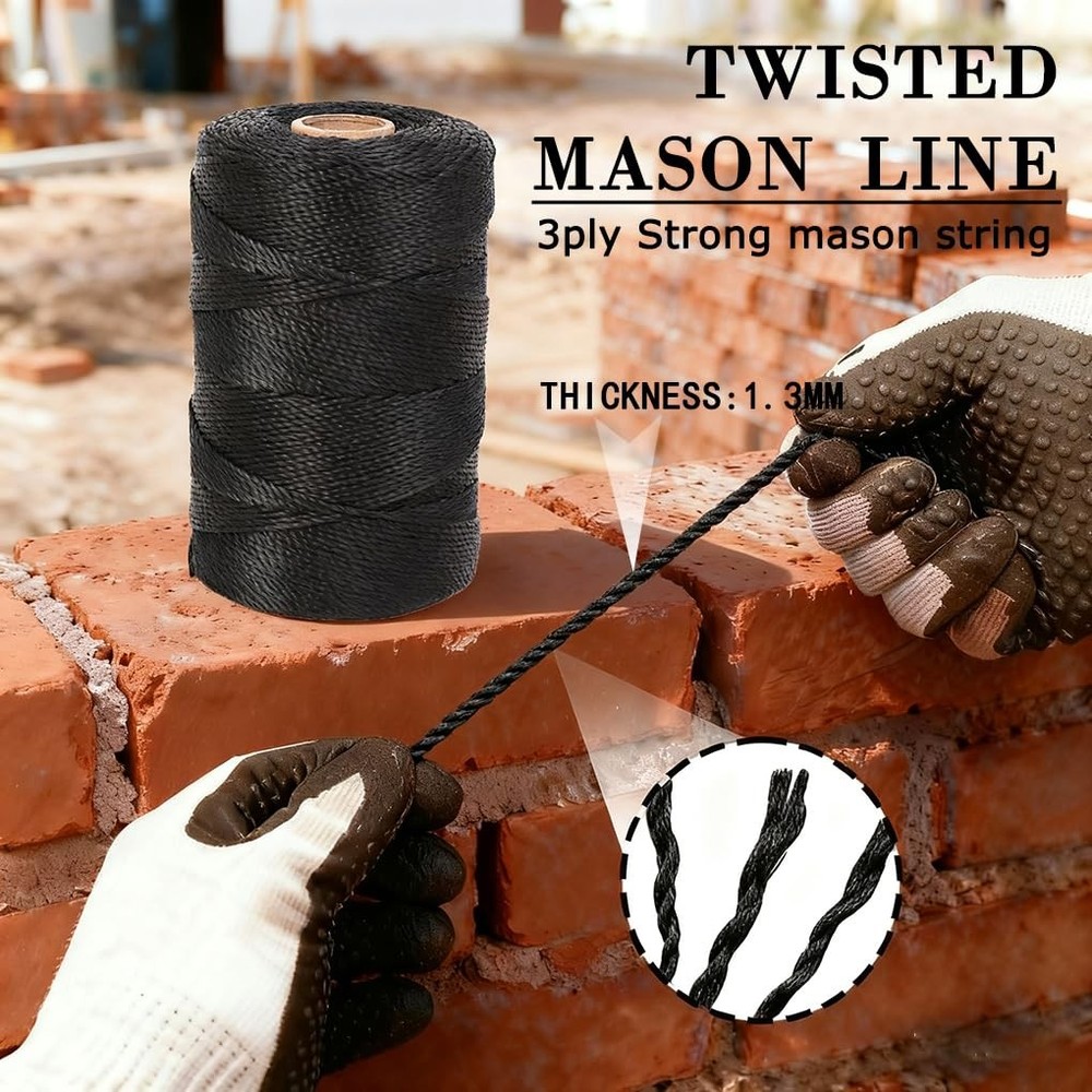 Mason Line String, 1000ft 18 UV-Resistant Black Nylon String, 1.3mm Thick Dur...