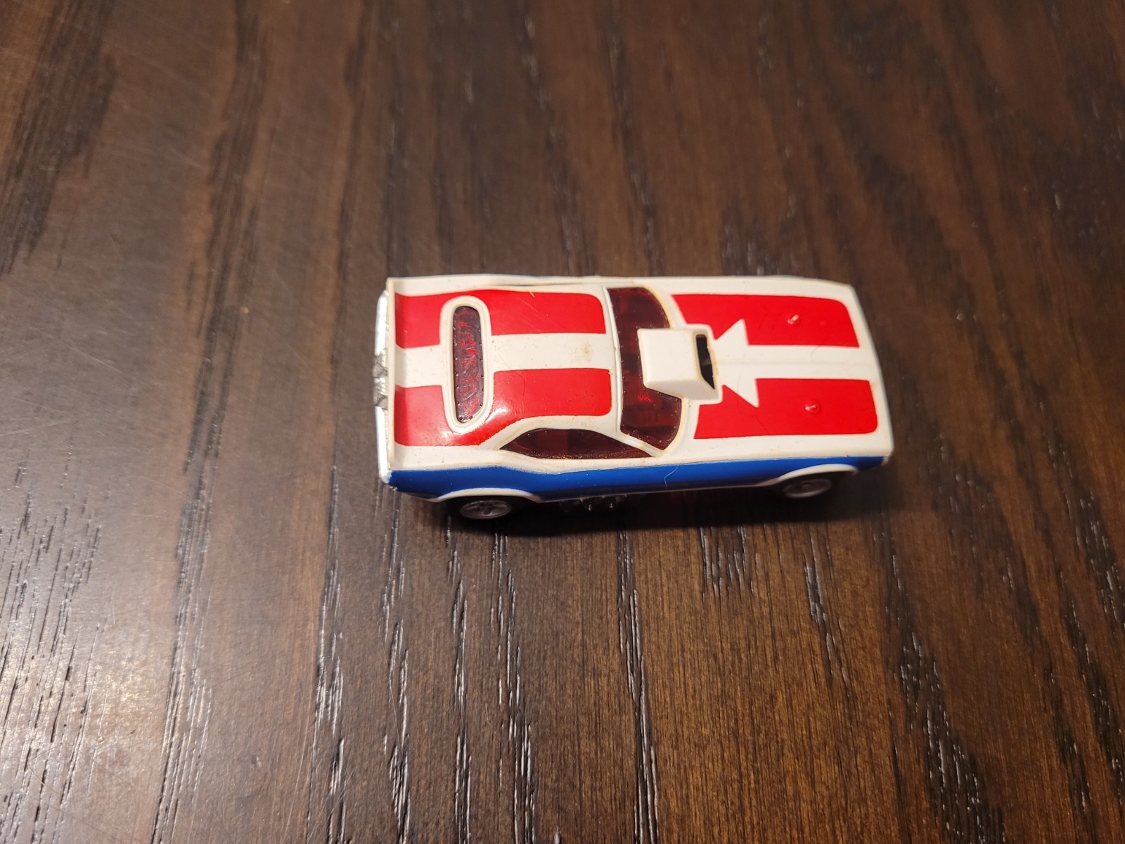 Vintage Aurora AFX Red/White/Blue Plymouth Cuda HO Slot Car