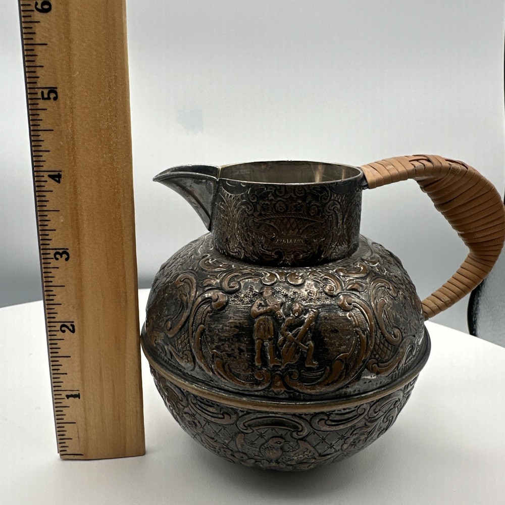 Antique E.G. Webster & Sons Repoussé Silver Plate Pitcher Figural Thermos