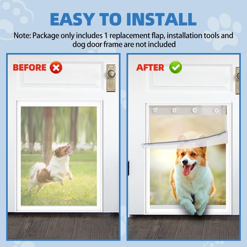 Extra Large Replacement Dog Door Flaps, Clear Pet Door Replacement Flap Compatib