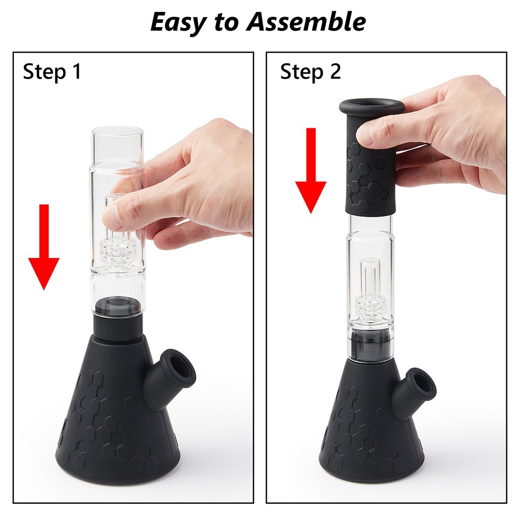 12" Silicone Glass Bong with Ash Catcher Smoking Tobacco Water Pipe 14mm Bowl