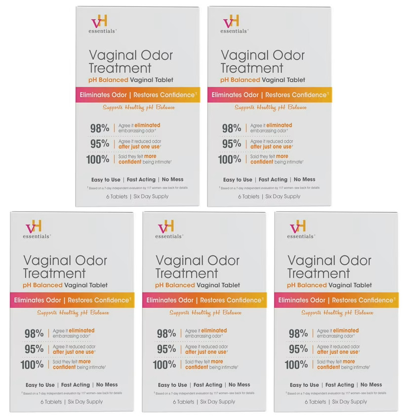 Pack 5 Vh Essentials Ph Balanced Vaginal Odor Suppositories 6 Tablets