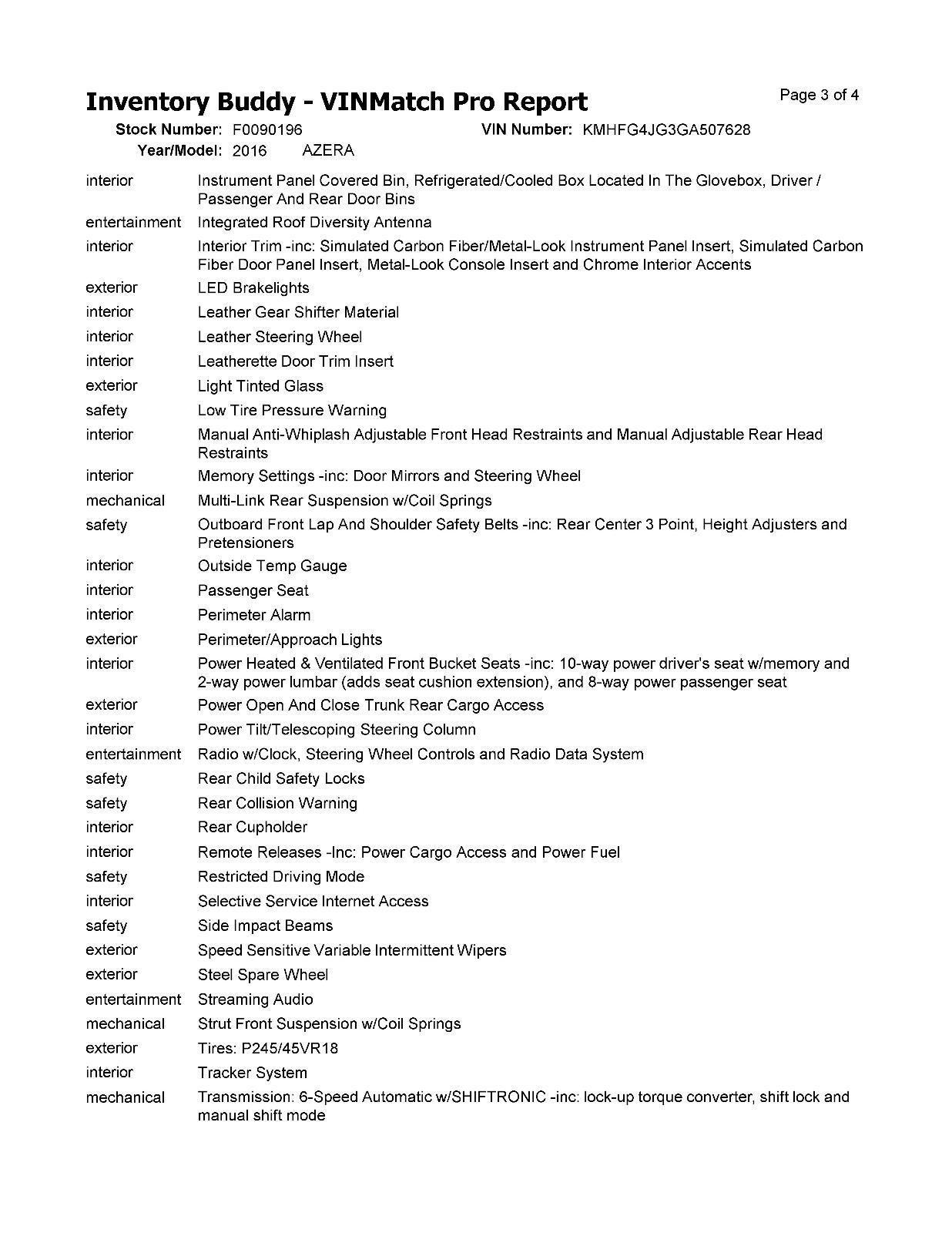 2016 Hyundai Azera Used White Deck Lid with Rear View Camera - OEM