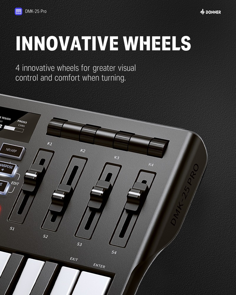 Donner DMK25 Pro MIDI Keyboard Controller With Software & 40 Teaching Course