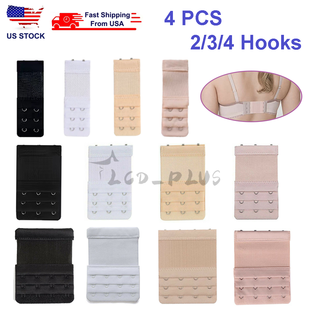 4PCS Adjustable Bra Extender 2/3/4 Hooks with Elastic Underwear Strap Extension