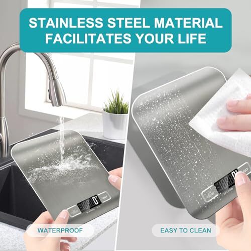 Food Scale, 11lb Kitchen Scale with 6 Units Tare Function & LCD Display, Silver