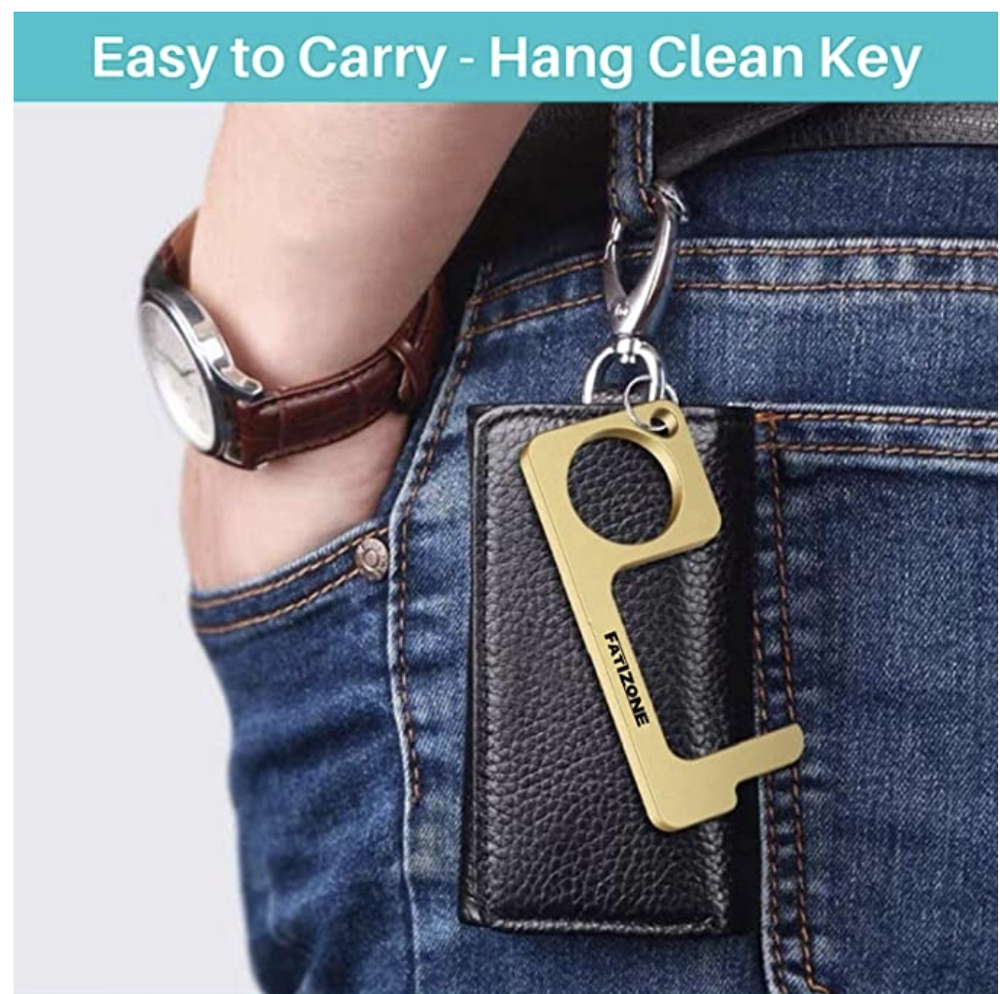 No Touch Door Opener Tool | Multifunctional Brass No Touch Keychain Tool