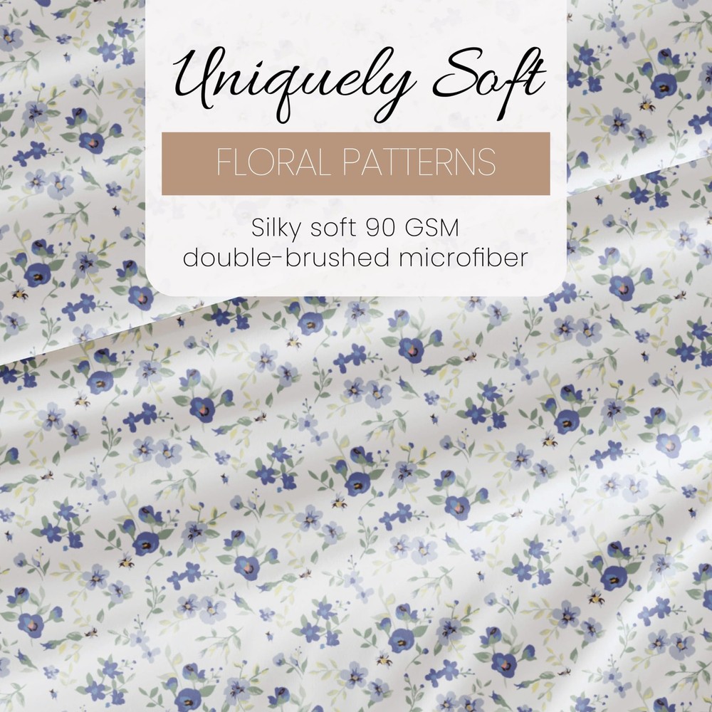 4 Piece Queen Sheet Set Breathable, DoubleBrushed Patterned Cooling Sheets –...