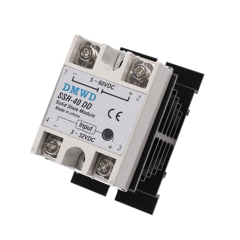SSR-40DD Solid State Relay DC to DC (Input 3-32V, Output 5-60V) with Heat Sink,