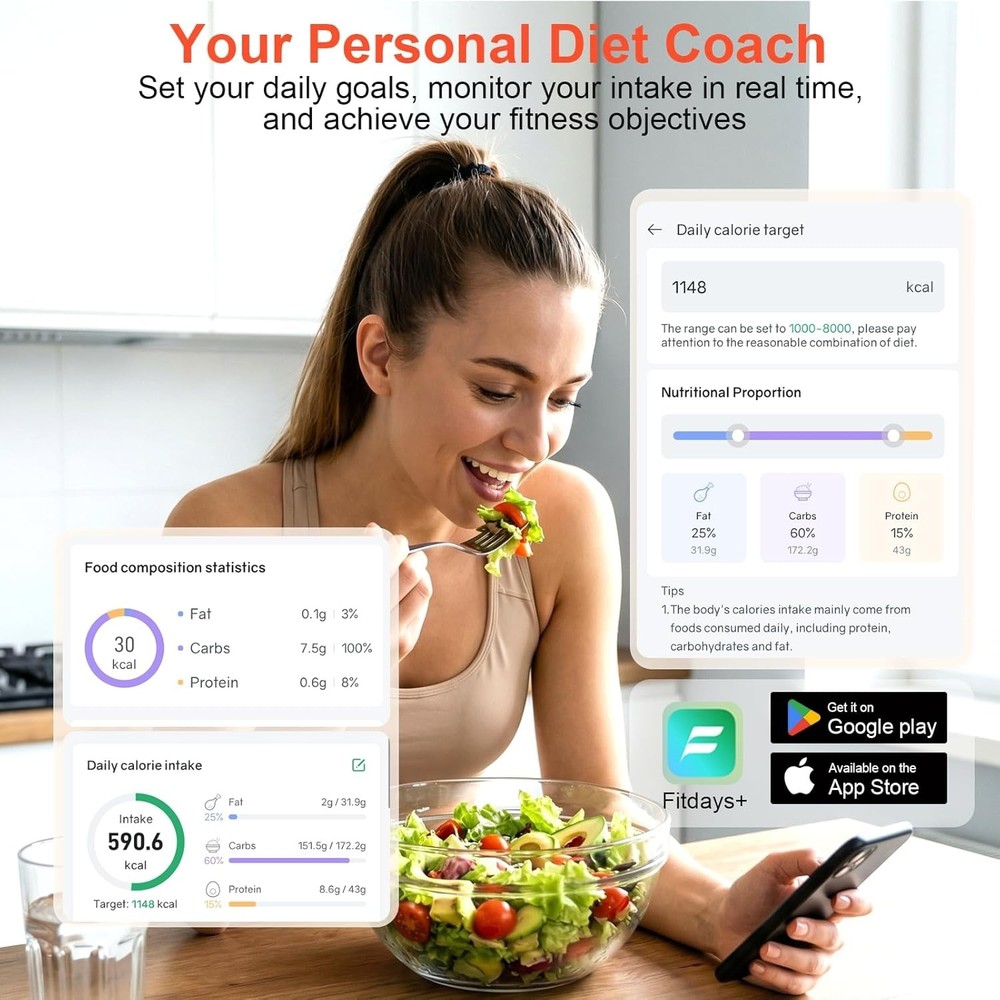 Smart Kitchen Food Scale wit Nutritional Calculator,Free App,Barcode Scan
