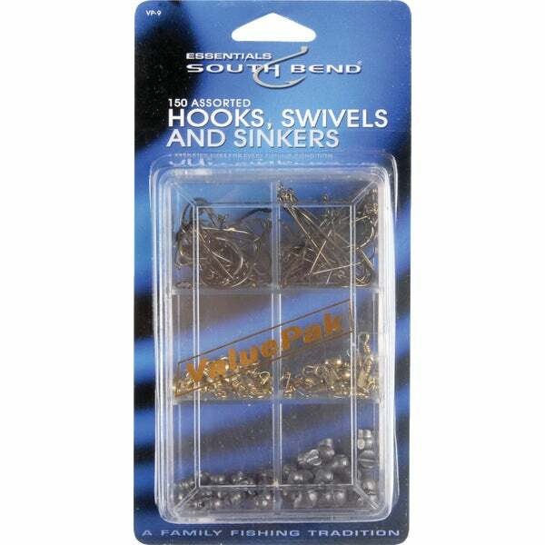 (6)-SouthBend 150-Piece Assorted Hook, Swivel & Sinker Kit Model: VP-9