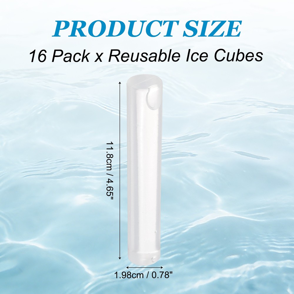 16 Pack Reusable Ice Cubes for Drinks, White Bar