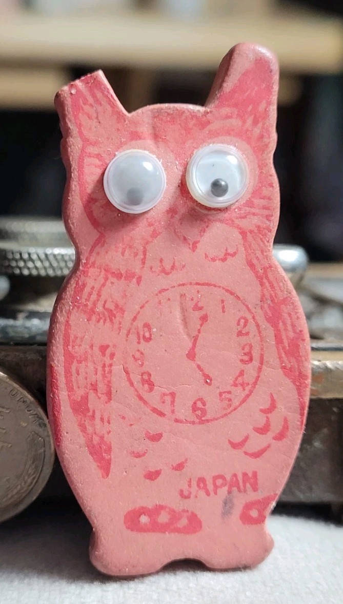 Vintage OWL WITH GOOGLY EYES Eraser Made In Japan