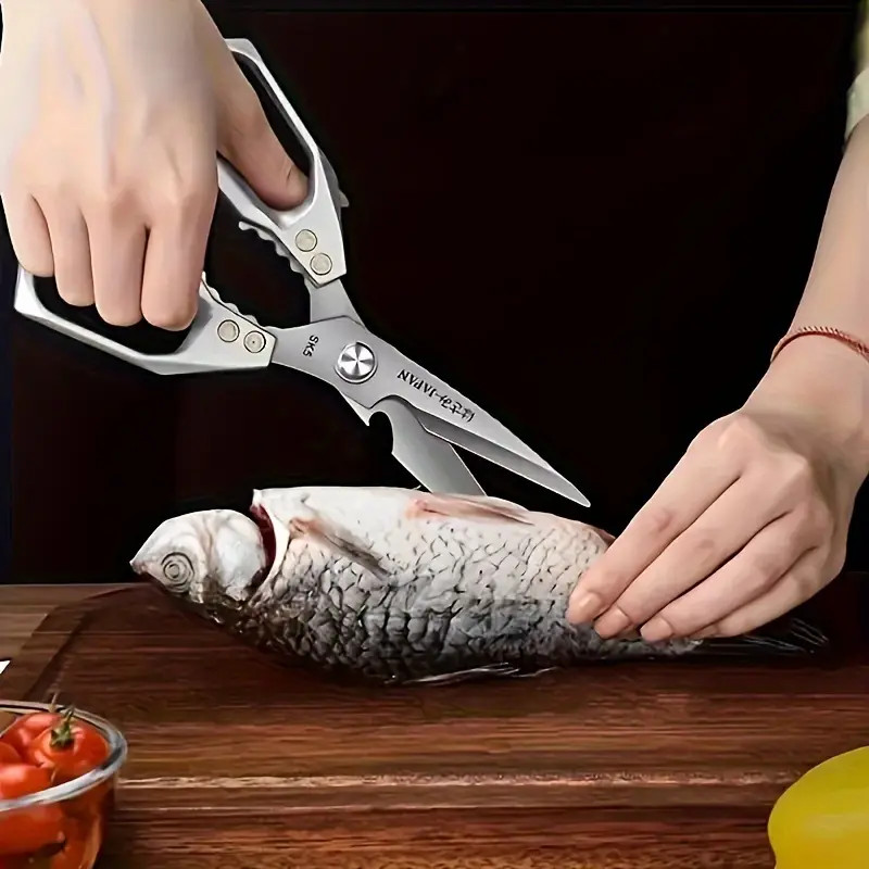 Multi - Functional Silver Kitchen Shears, Stainless Steel, Ideal for Cutting