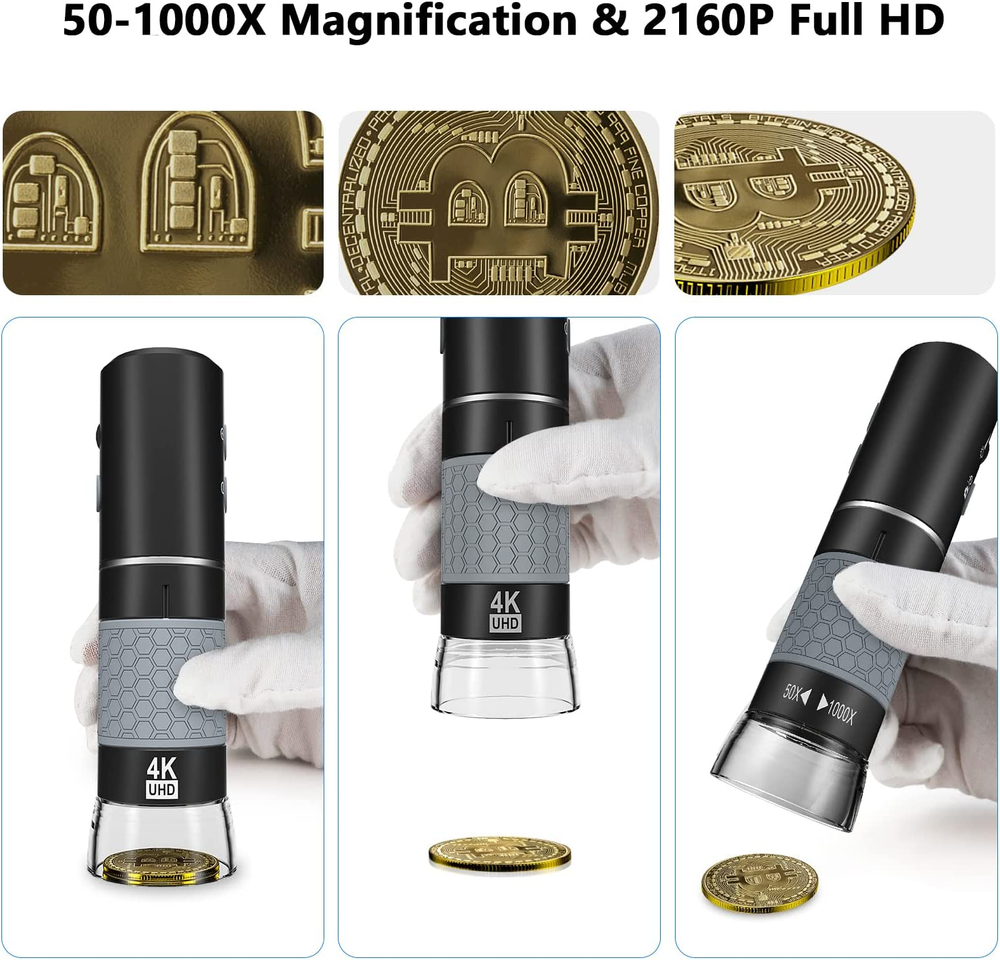 4K 3840X2160P Wireless Digital Microscope, Handheld HD USB Inspection Camera ...